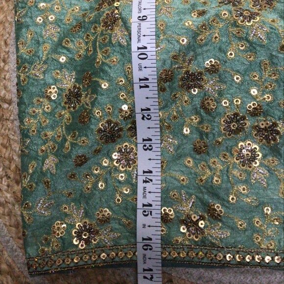 Handcrafted Jade Green Lehenga Choli 3 Piece Set – Worn Once Excellent Condition - Picture 4 of 7